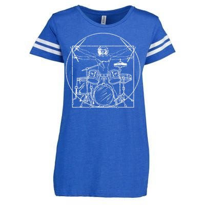 Drummer Gift Da Vinci Drums Drawing Present for Music Fans Enza Ladies Jersey Football T-Shirt