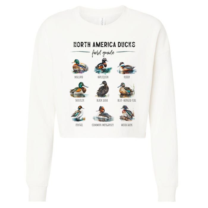 Ducks Guide Duck Lover Duck Guide Hunter Waterfowl Hunting Cropped Pullover Crew