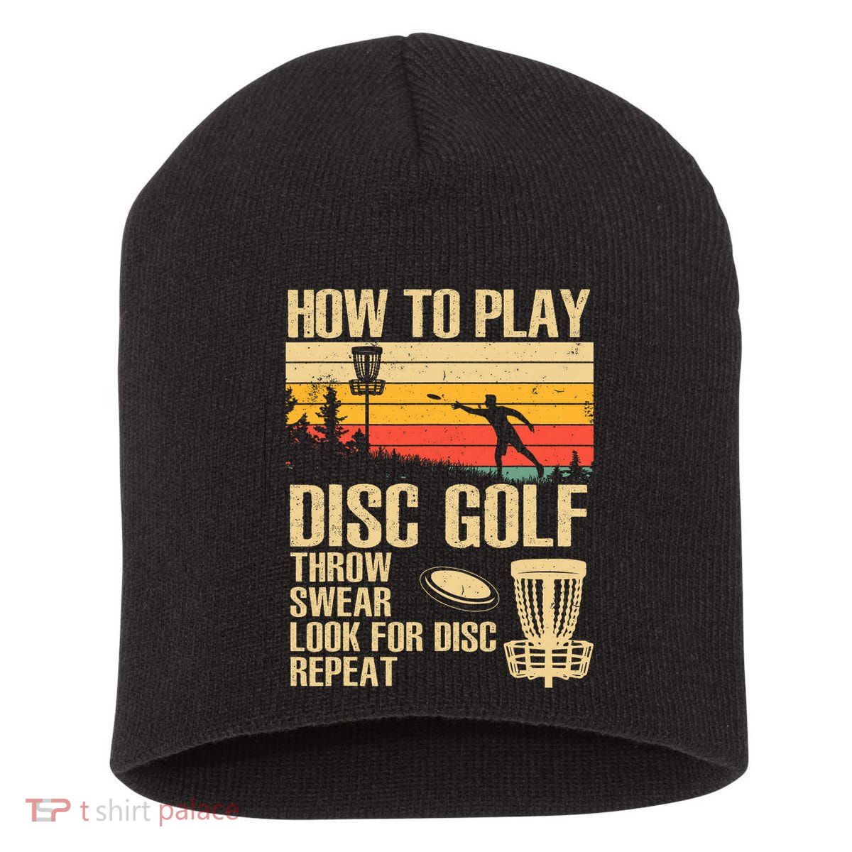Disc Golf Design Disc Golfer Disc Golf Player Short Acrylic Beanie
