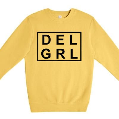 DEL GRL Delaware Girl Simple Black Design Premium Crewneck Sweatshirt