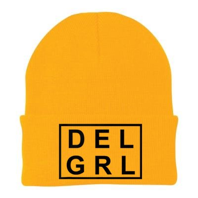 DEL GRL Delaware Girl Simple Black Design Knit Cap Winter Beanie