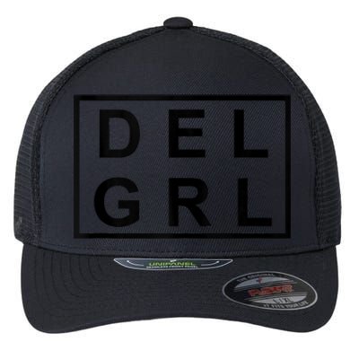 DEL GRL Delaware Girl Simple Black Design Flexfit Unipanel Trucker Cap