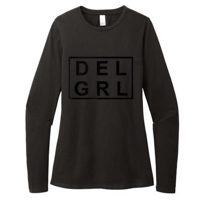 DEL GRL Delaware Girl Simple Black Design Womens CVC Long Sleeve Shirt