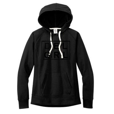 DEL GRL Delaware Girl Simple Black Design Women's Fleece Hoodie