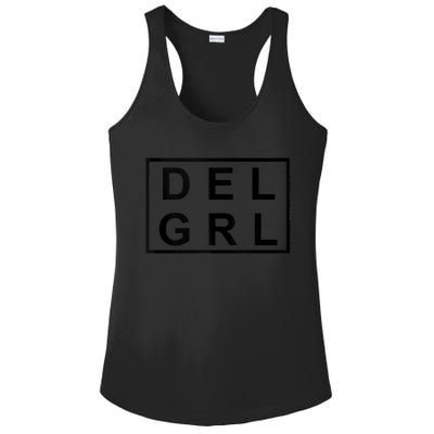 DEL GRL Delaware Girl Simple Black Design Ladies PosiCharge Competitor Racerback Tank