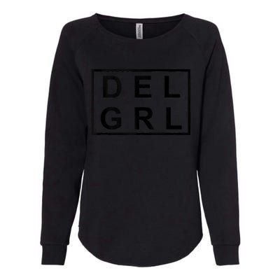 DEL GRL Delaware Girl Simple Black Design Womens California Wash Sweatshirt