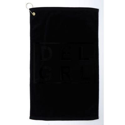 DEL GRL Delaware Girl Simple Black Design Platinum Collection Golf Towel