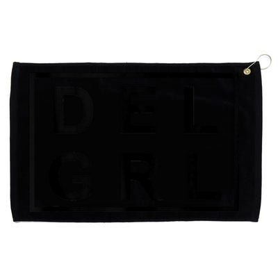 DEL GRL Delaware Girl Simple Black Design Grommeted Golf Towel