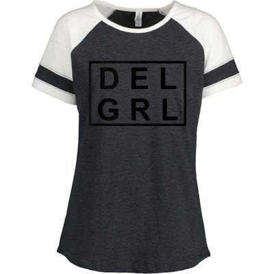 DEL GRL Delaware Girl Simple Black Design Enza Ladies Jersey Colorblock Tee