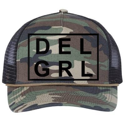 DEL GRL Delaware Girl Simple Black Design Retro Rope Trucker Hat Cap