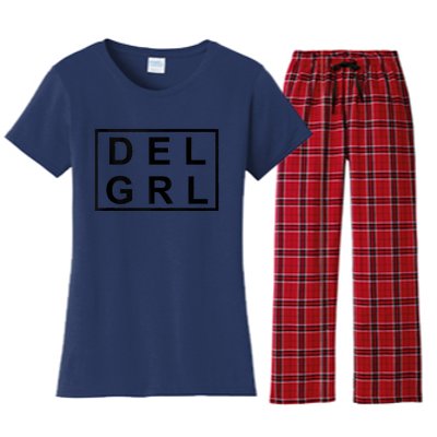 DEL GRL Delaware Girl Simple Black Design Women's Flannel Pajama Set