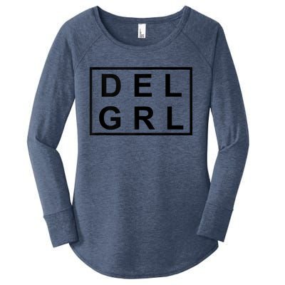 DEL GRL Delaware Girl Simple Black Design Women's Perfect Tri Tunic Long Sleeve Shirt