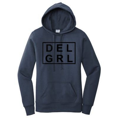 DEL GRL Delaware Girl Simple Black Design Women's Pullover Hoodie