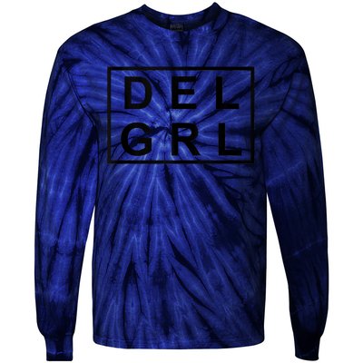 DEL GRL Delaware Girl Simple Black Design Tie-Dye Long Sleeve Shirt