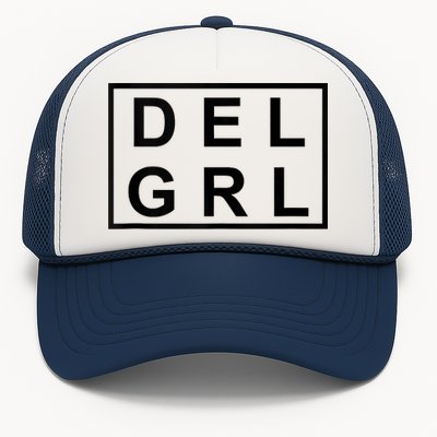 DEL GRL Delaware Girl Simple Black Design Trucker Hat