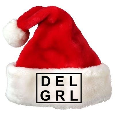 DEL GRL Delaware Girl Simple Black Design Premium Christmas Santa Hat