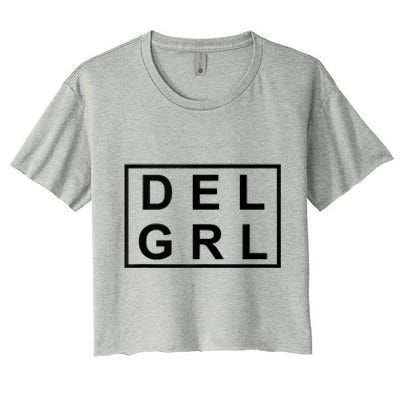 DEL GRL Delaware Girl Simple Black Design Women's Crop Top Tee