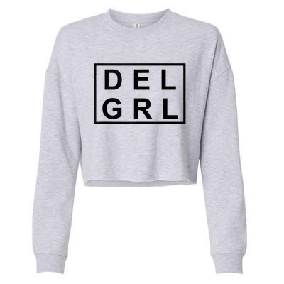 DEL GRL Delaware Girl Simple Black Design Cropped Pullover Crew