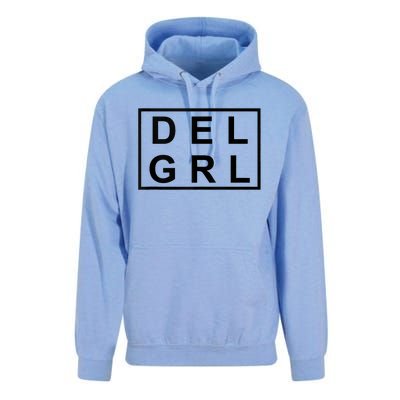 DEL GRL Delaware Girl Simple Black Design Unisex Surf Hoodie