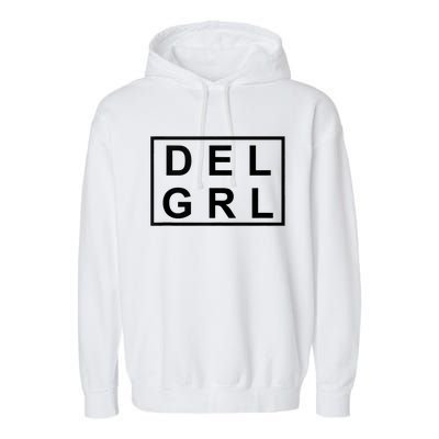 DEL GRL Delaware Girl Simple Black Design Garment-Dyed Fleece Hoodie