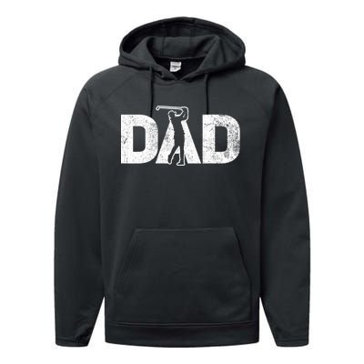 Dad Golf Daddy Golfer Gift For Father's Day Performance Fleece Hoodie