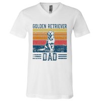 Dog Golden Dad Vintage Golden Retriever Dad V-Neck T-Shirt