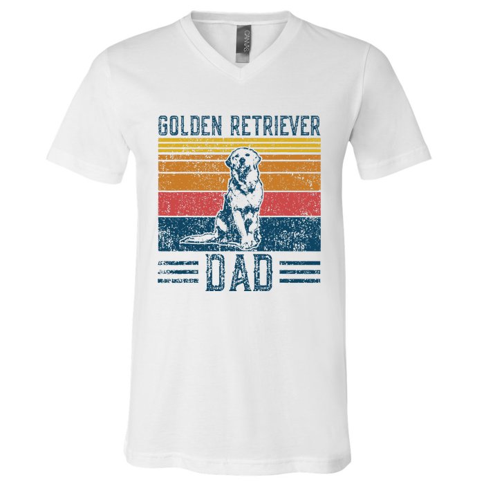 Dog Golden Dad Vintage Golden Retriever Dad V-Neck T-Shirt