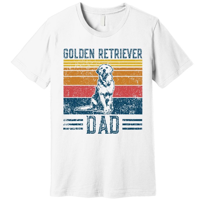 Dog Golden Dad Vintage Golden Retriever Dad Premium T-Shirt