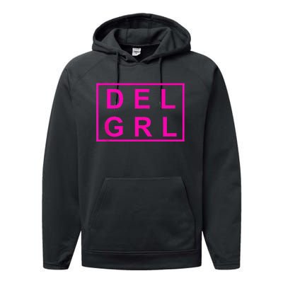 DEL GRL Delaware Girl Pink Design Performance Fleece Hoodie