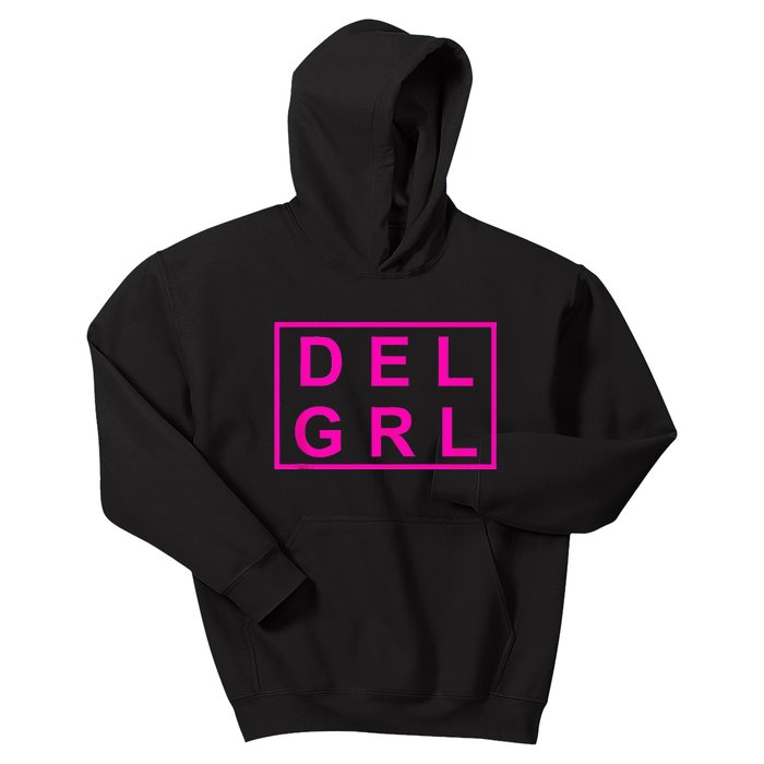 DEL GRL Delaware Girl Pink Design Kids Hoodie