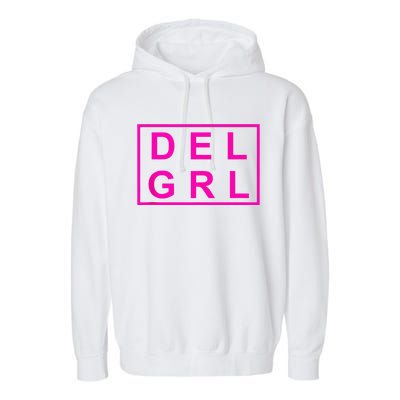 DEL GRL Delaware Girl Pink Design Garment-Dyed Fleece Hoodie