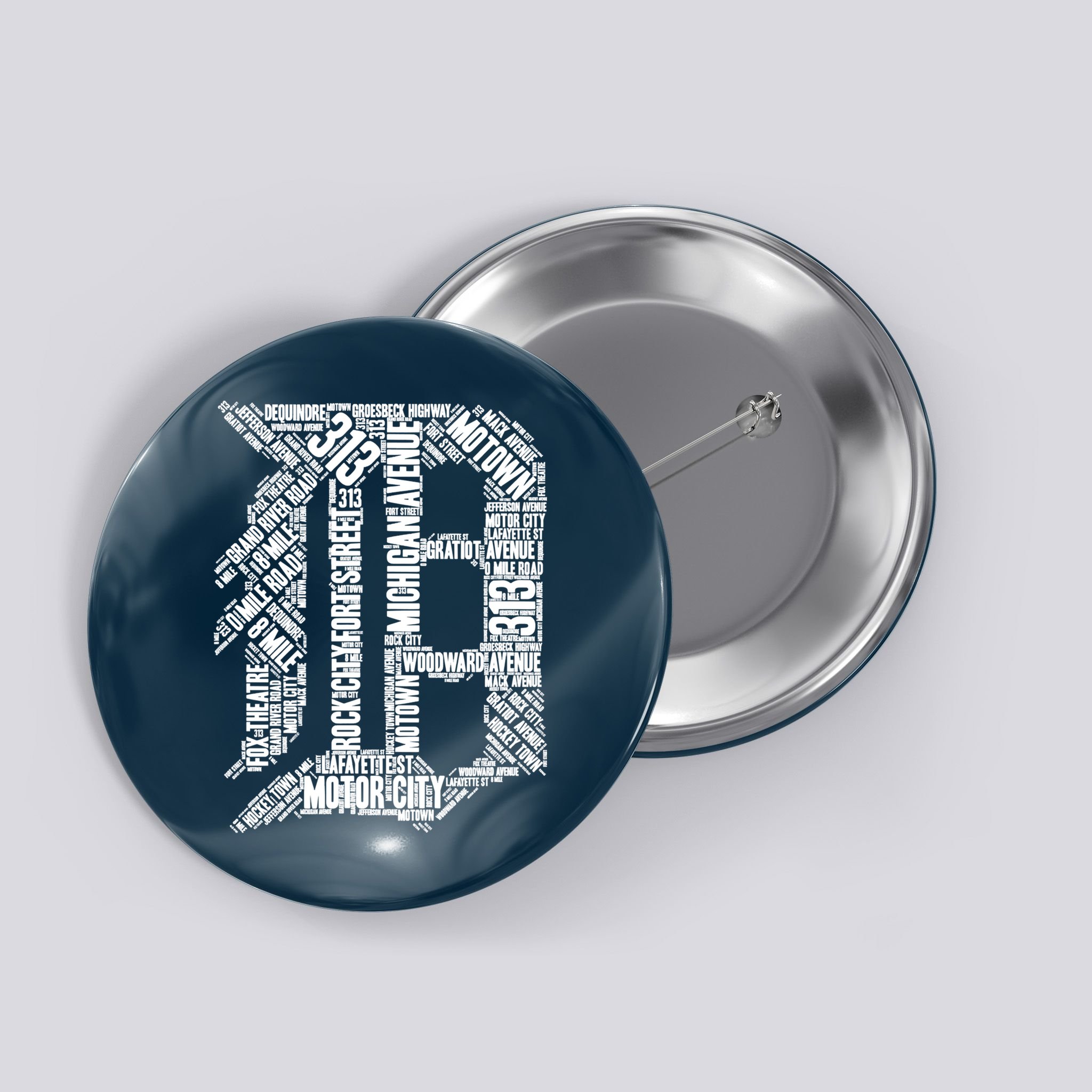 Detroit Graphic D Button