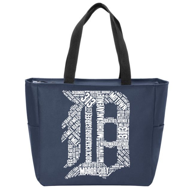 Detroit Graphic D Zip Tote Bag