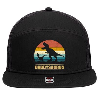 Daddysaurus Gift Dad Fathers Day Gift T Rex Dinosaur Meaningful Gift 7 Panel Mesh Trucker Snapback Hat