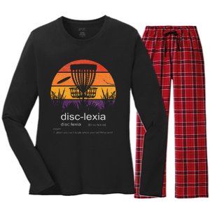 Disc Golf disclexia disc golf meme funny disc golf Women's Long Sleeve Flannel Pajama Set 