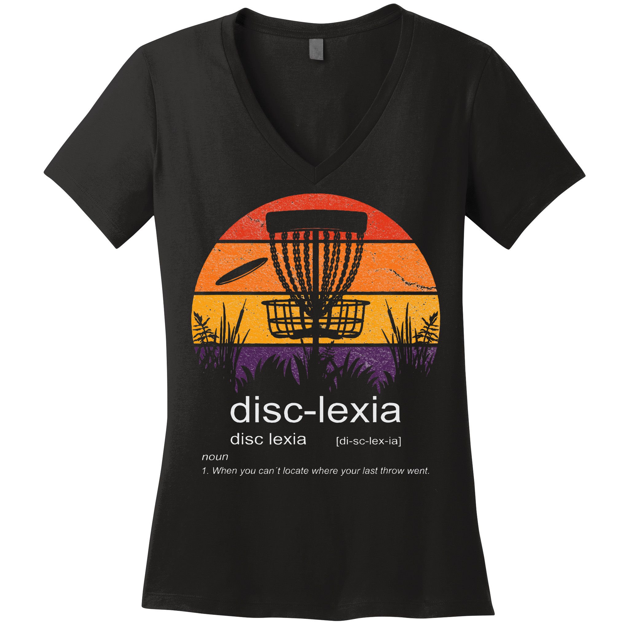 Disc Golf disclexia disc golf meme funny disc golf Women's V-Neck T-Shirt