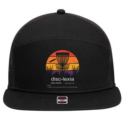 Disc Golf Disclexia Disc Golf Meme Funny Disc Golf 7 Panel Mesh Trucker Snapback Hat