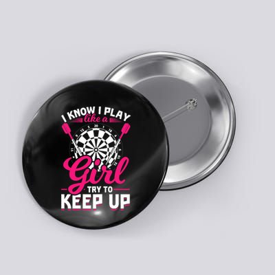 Darts Girl Dart Lover Woman Button