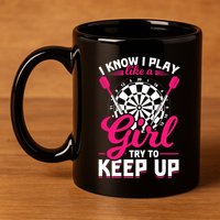 Darts Girl Dart Lover Woman 11oz C Handle Ceramic Mug