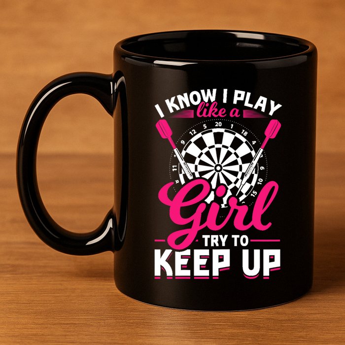 Darts Girl Dart Lover Woman 11oz C Handle Ceramic Mug