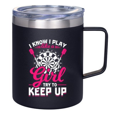 Darts Girl Dart Lover Woman 12oz Stainless Steel Coffee Mug