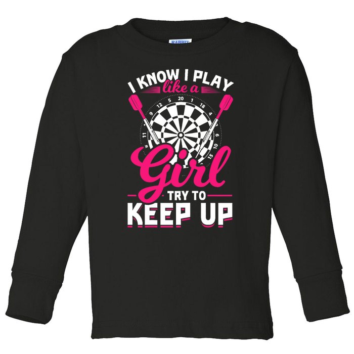 Darts Girl Dart Lover Woman Toddler Long Sleeve Shirt