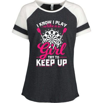 Darts Girl Dart Lover Woman Enza Ladies Jersey Colorblock Tee