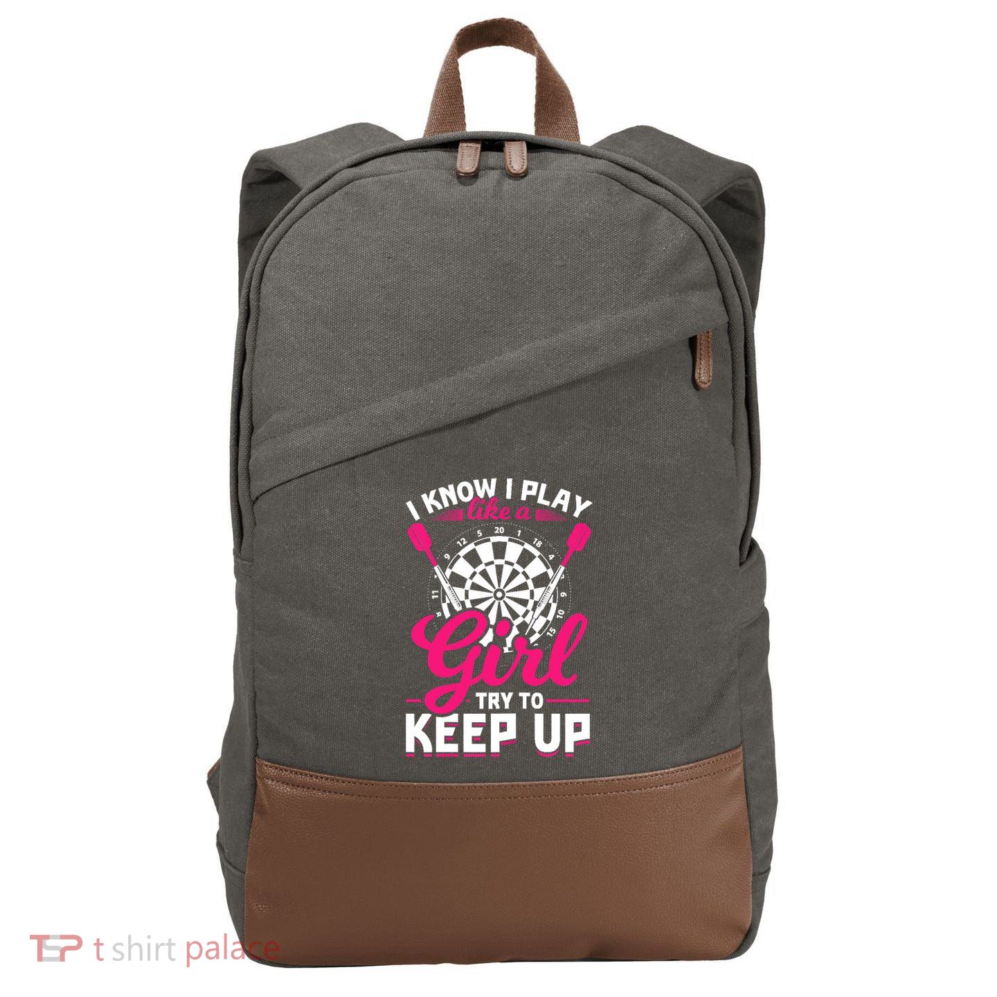 Darts Girl Dart Lover Woman Cotton Canvas Backpack