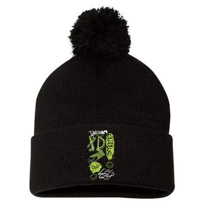 Dream Graffiti Pom Pom 12in Knit Beanie