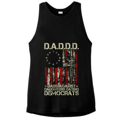 Daddd Gun Dads Against Daughters Dating Democrats On Back Ladies PosiCharge Tri-Blend Wicking Tank