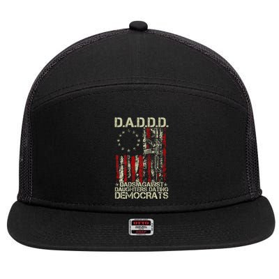 Daddd Gun Dads Against Daughters Dating Democrats On Back 7 Panel Mesh Trucker Snapback Hat