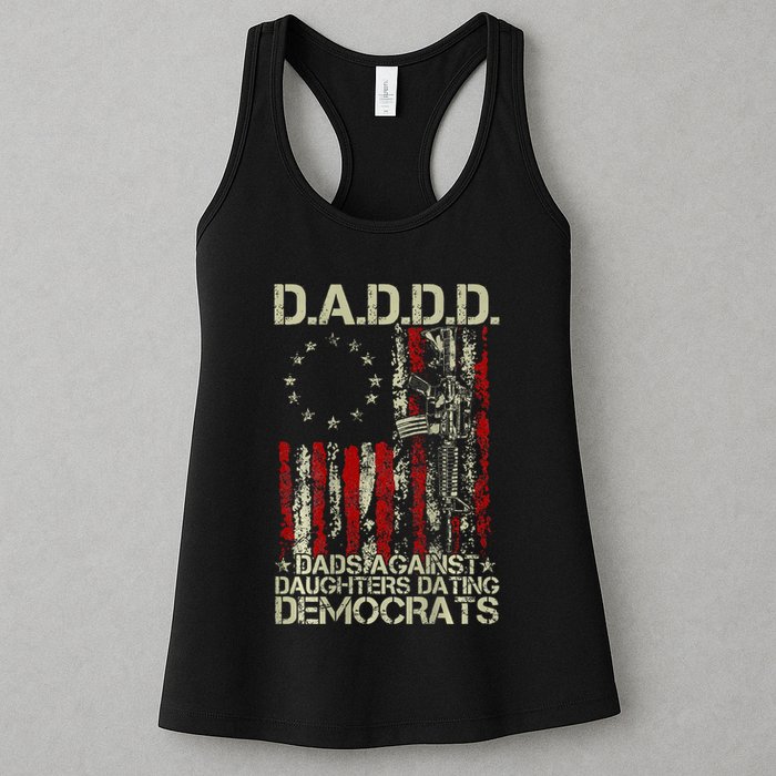 Daddd Gun Dads Against Daughters Dating Democrats On Back Womens Tank Top