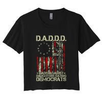 Daddd Gun Dads Against Daughters Dating Democrats On Back Women's Crop Top Tee