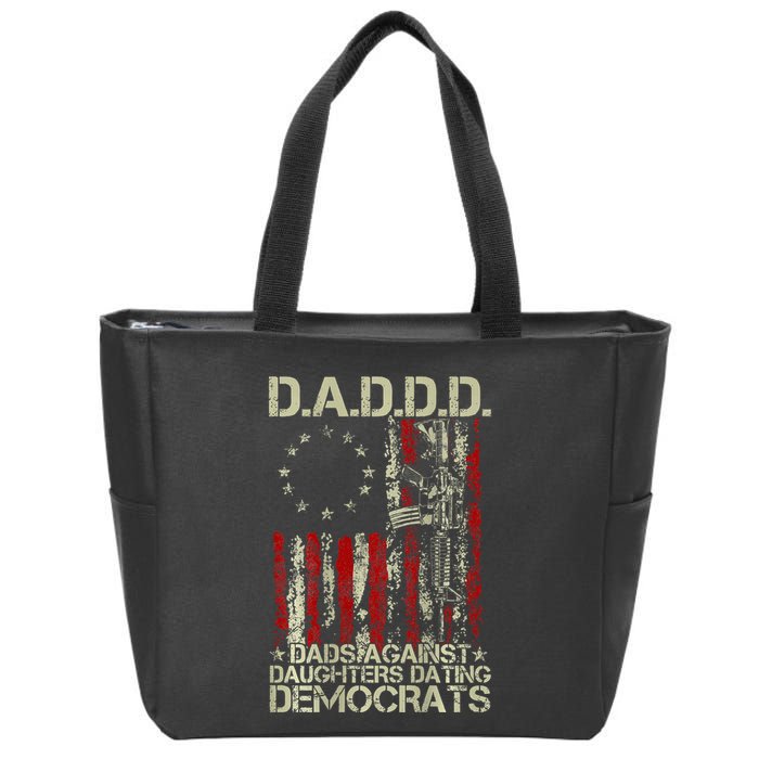 Daddd Gun Dads Against Daughters Dating Democrats On Back Zip Tote Bag